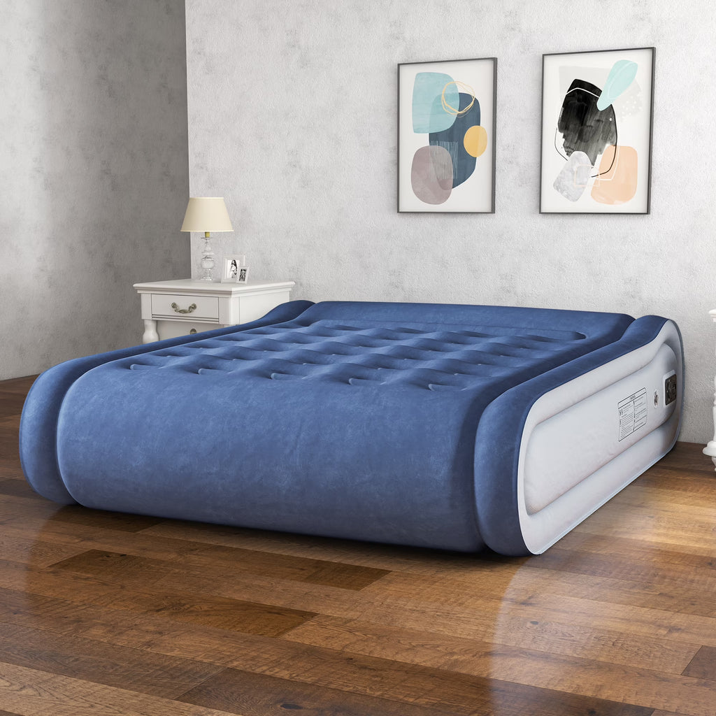 Dextrus Twin Air Mattress,Luxurious Velvet Surface, Unsurpassed Body Support, Ergonomic Design with Integrated Pillow, Emergency Repair Kit, and Rapid Inflation/Deflation