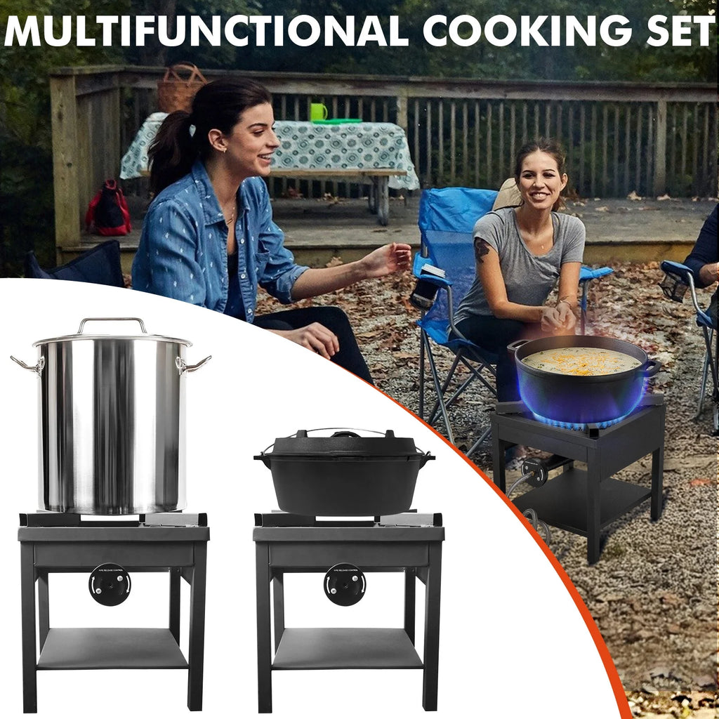 Frizi 1-Burner Propane Gas Outdoor Stove 260,000 BTU,  0-30 PSI Adjustable Regulator & Steel-Braided Hose