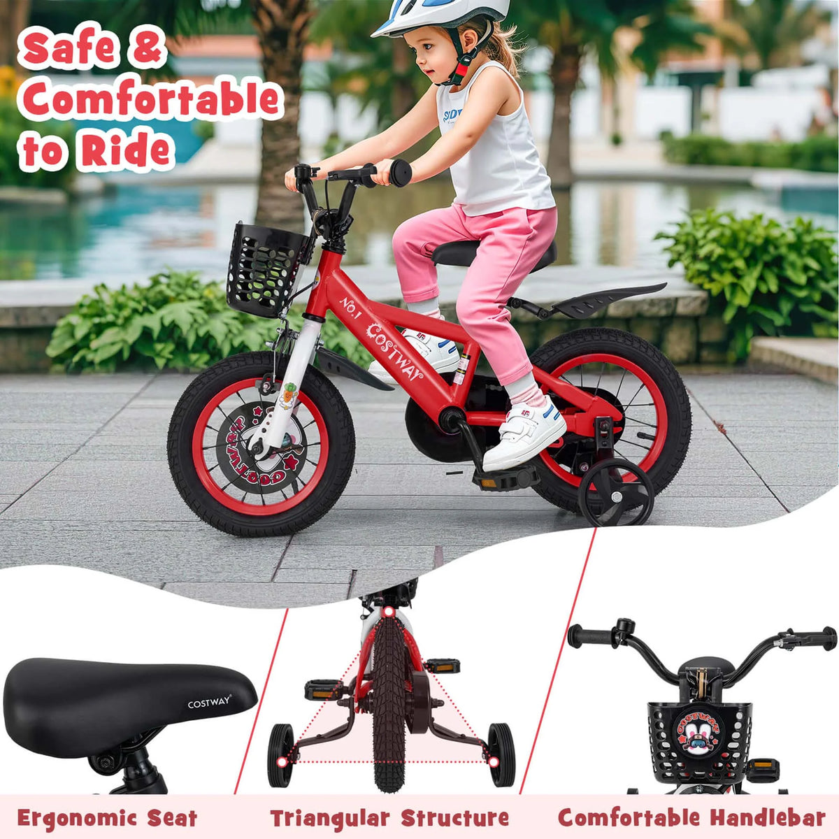 Costway 16" Kid’s Bike for 4-7 with Height-Adjustable Handlebar & Saddle Handbrake Blue
