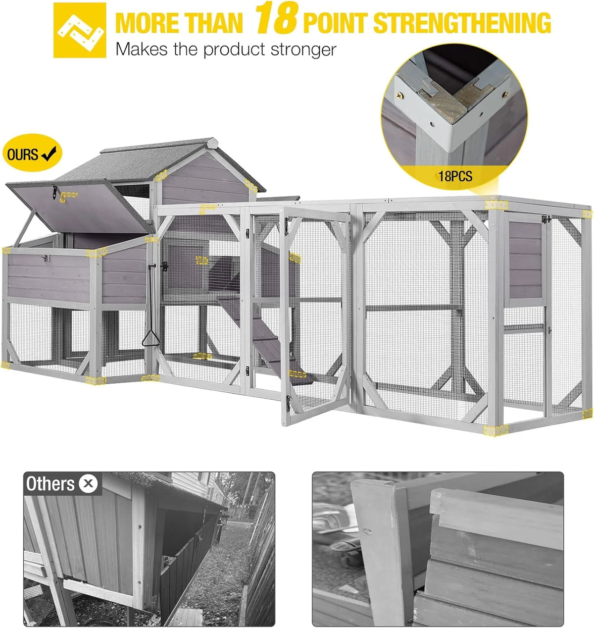 Aivituvin Chicken Coop Extra Large Chicken House Outdoor Poultry Cage for 8-10 Chickens