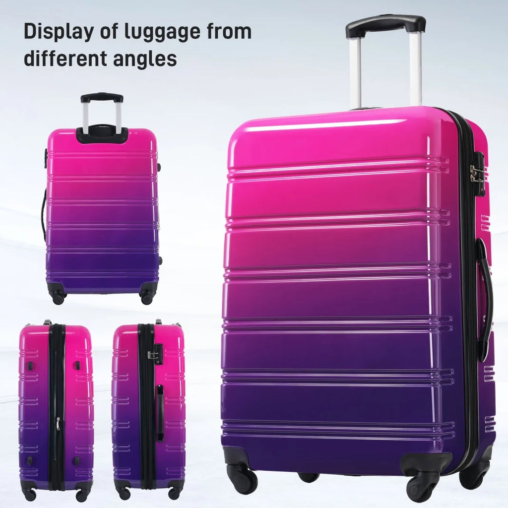 Luggage Sets 3 Piece, Hardside Expandable Ultra Durable PC Lightweight Carry On, Travel Suitcase Set with TSA Lock Spinner Wheels, Multicolor Purple
