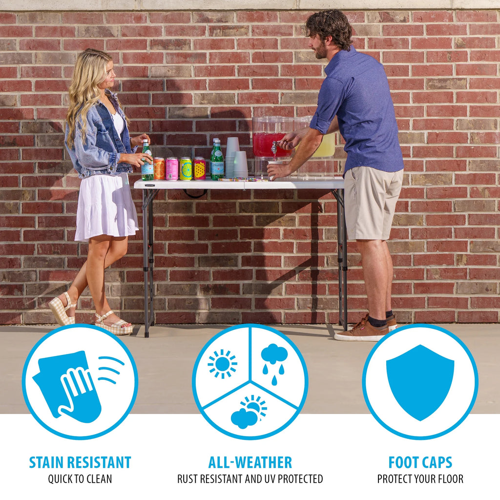Lifetime 4-Foot Fold-in-Half Adjustable Table (Residential)