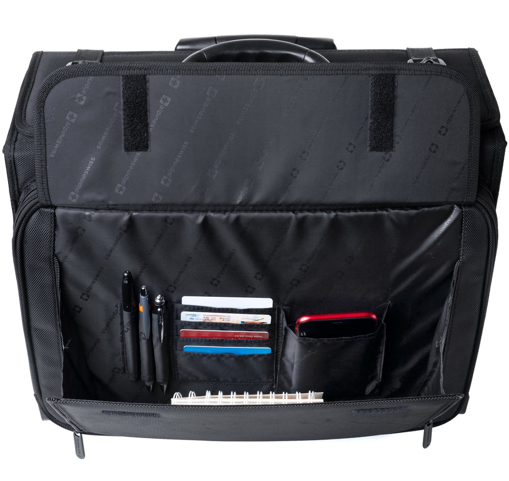 Alpine Swiss Rolling Briefcase Laptop Bag For Men Women Hard Side Catalog Case Wheels Legal Dividers Lawyer Attache Case Carry-On Business Travel Bag