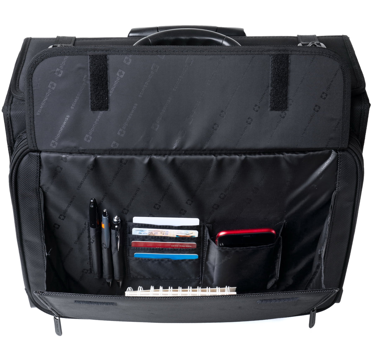 Alpine Swiss Rolling Briefcase Laptop Bag For Men Women Hard Side Catalog Case Wheels Legal Dividers Lawyer Attache Case Carry-On Business Travel Bag