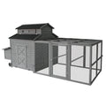 Chicken Coop for 6-10 Chickens, 112" Extal Large Chicken Coops, with Chicken Run & Nesting Box & Secure Enclosure, Outdoor Wooden Hen House Hutch for Rabbit, Poultry Pet, Duck