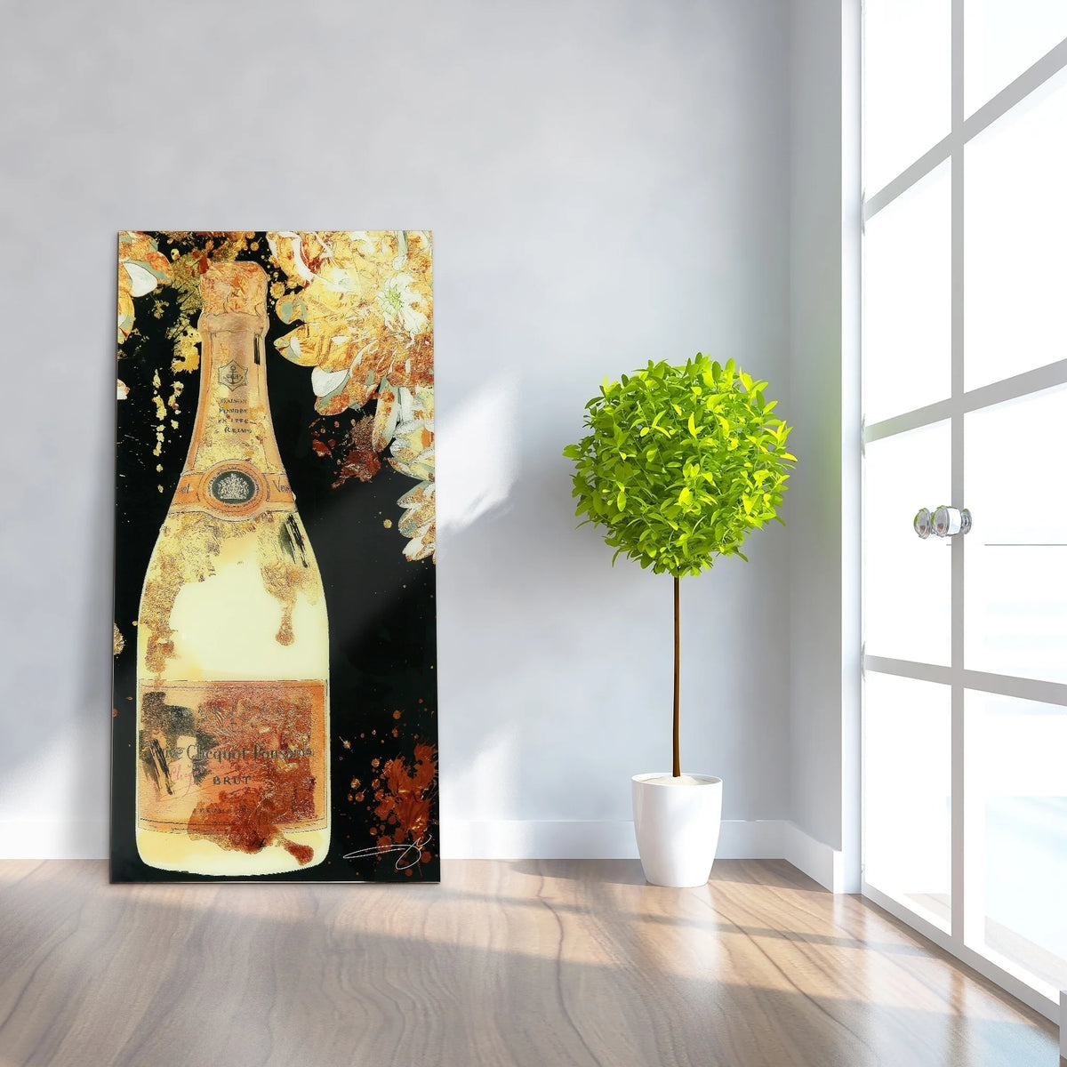 Empire Art Direct Blue Splash Frameless Free Floating Tempered Glass Panel Graphic Wall Art, 72" x 36", Ready to Hang