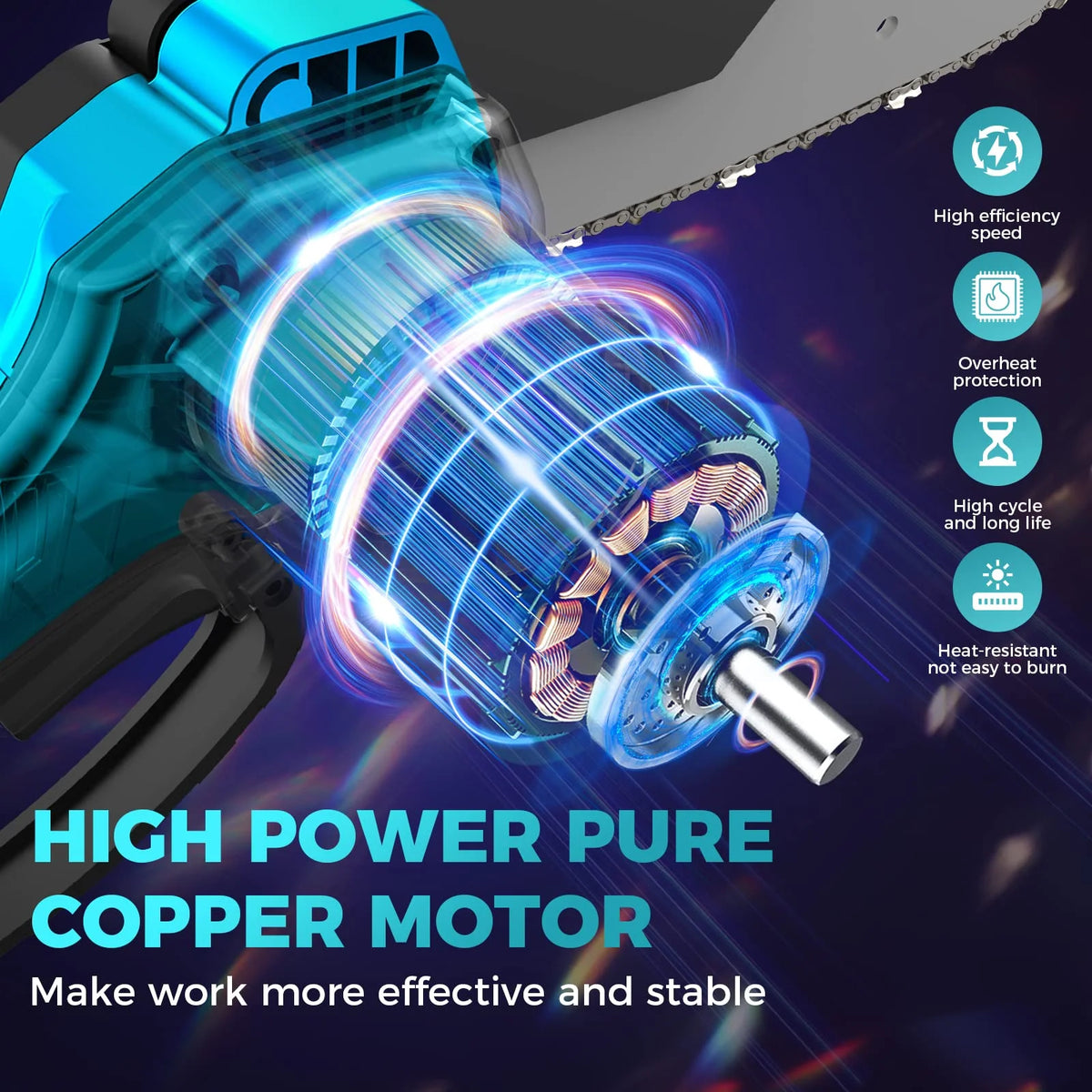 Saker 6 Inch Mini Chainsaw, Handheld Pruning Chainsaw, Electric Cordless Chainsaw for Tree Branches, Courtyard, Household & Garden, With 2PCS 20V 1500mAh Batteries & 3 PCS Chains
