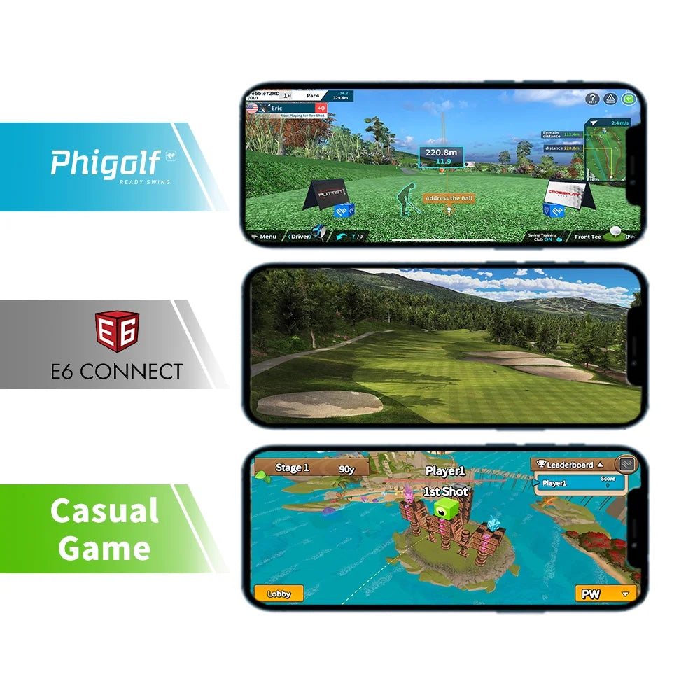 PHIGOLF Home Golf Game Simulator: Enjoy Interactive Golf with Motion Sensor & Swing Stick for Indoor & Outdoor Fun 38,000+ Courses Worldwide, Compatible with Android, iOS, App & E6 Connect