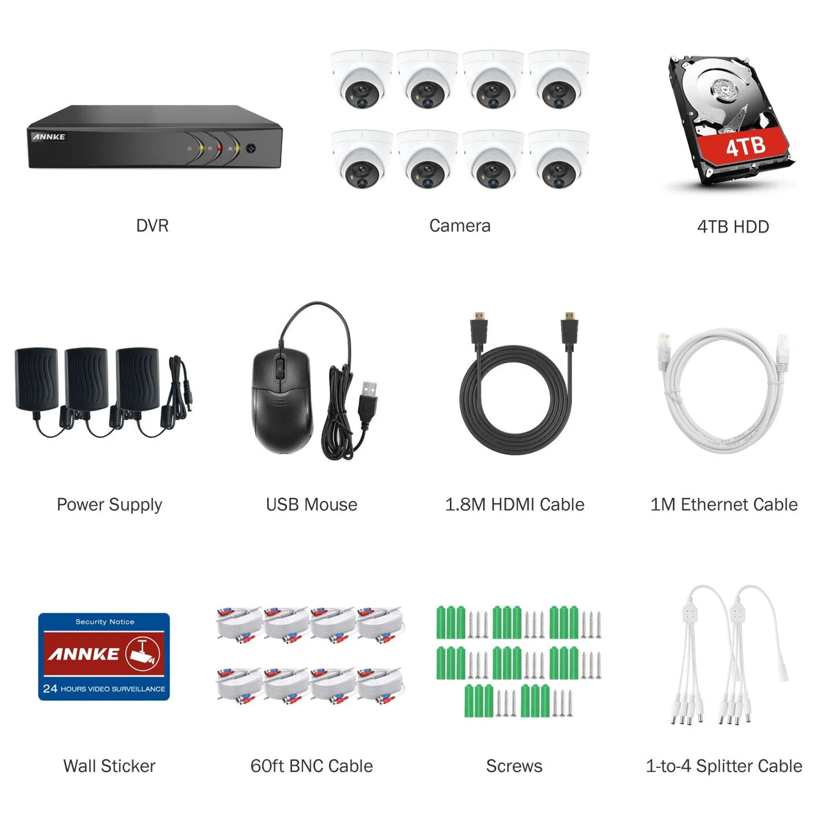 ANNKE 8CH 5MP Security Camera System 5MP Lite 5IN1 H.265+ DVR with 8pcs IP67 5MP PIR HD EXIR Dome Weatherproof Surveillance CCTV Kit Without HDD