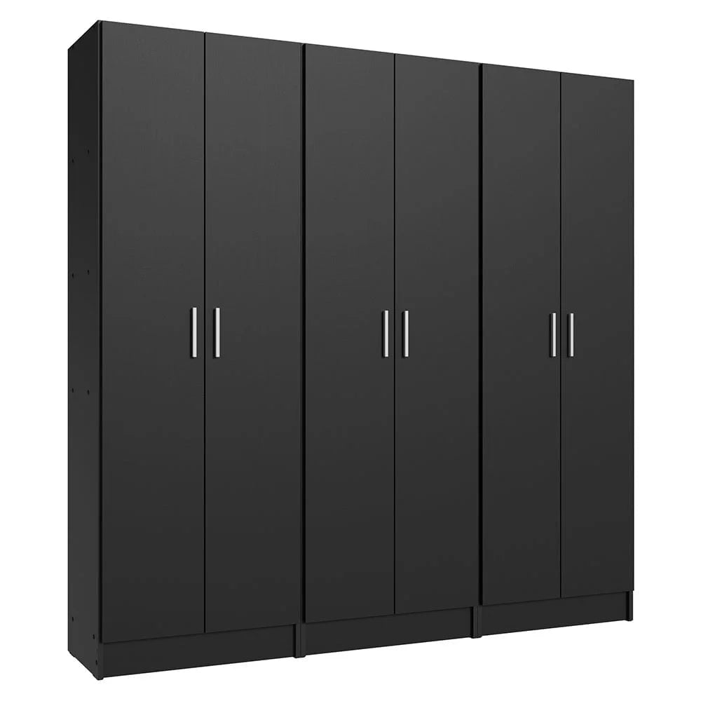 Madesa Garage Set 3 Pantry Storage Cabinet with 15 Utility Shelves 71"L Wooden Organization Unit for Garage - White