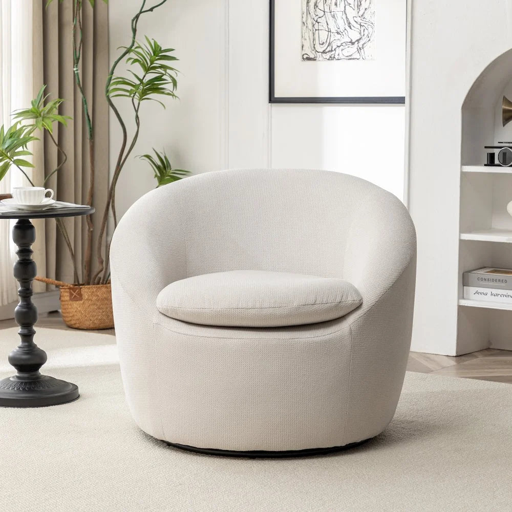 Roundhill Furniture Winnie Modern Barrel Chair, 360 Swivel