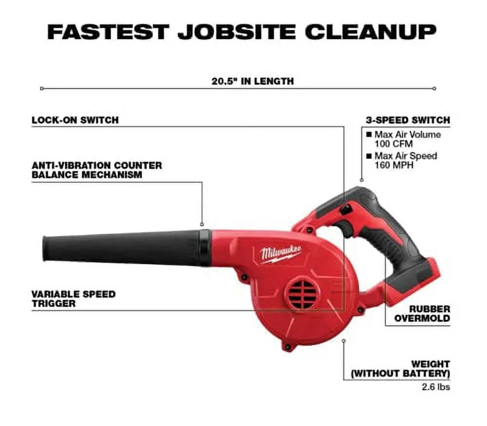 New Milwaukee 0884-20 M18 18 Volt Cordless Compact Yard Leaf Blower Sale