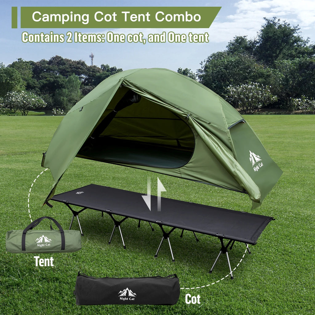 Night Cat Camping Cot Tent Waterproof 1 Person Off-Road Combo