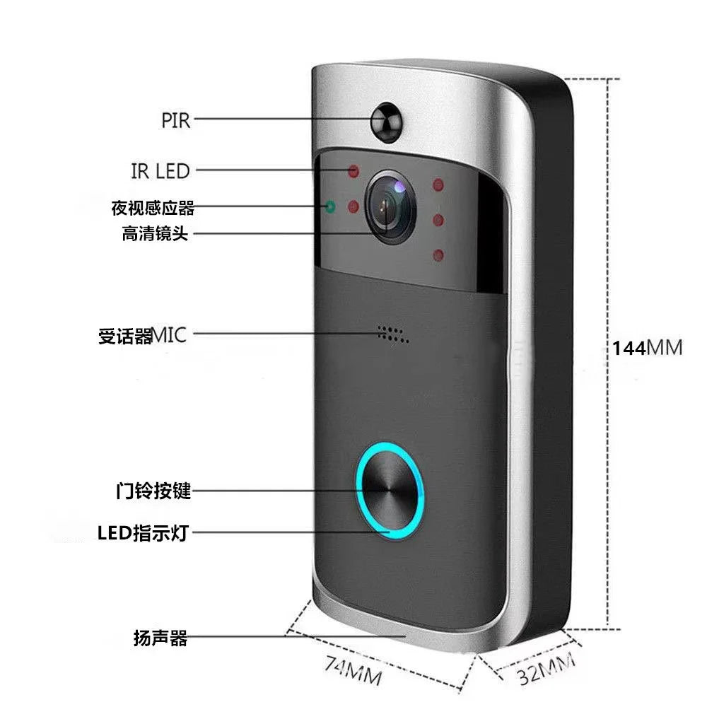 2PCS Ring & Video Doorbell with Camera Wireless WiFi Security Phone Bell 720PHD Video Doorbell Camera, Wireless Doorbell Camera with Chime