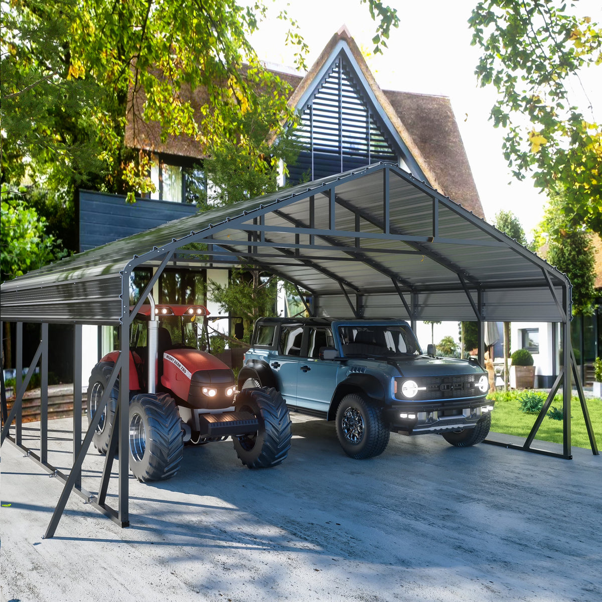 Tolead Heavy Duty Galvanized 10' x 15' Grey Carport