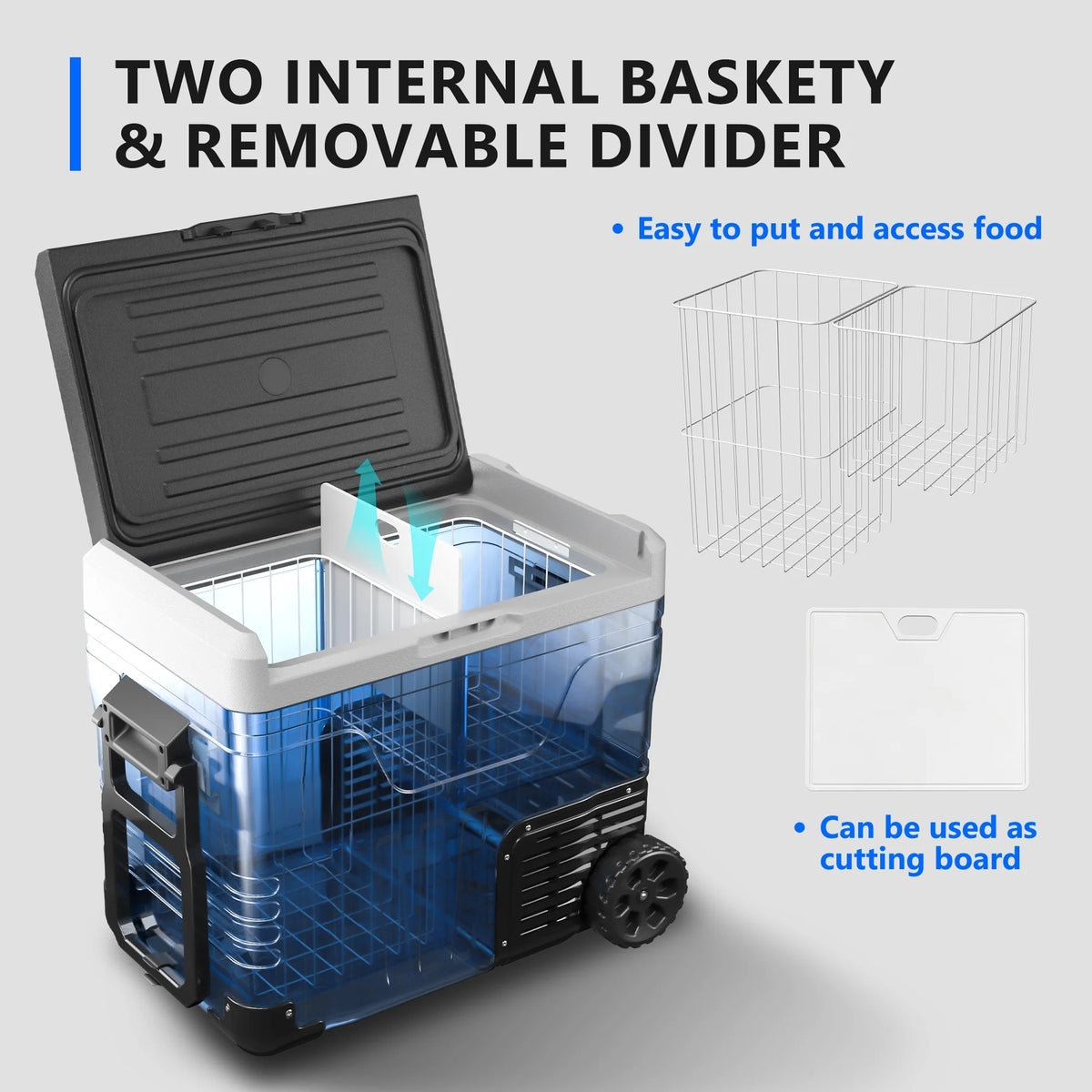 Simzlife 12V Car Refrigerator, 37QT Electric Cooler DC/AC, -4 ~68, RV Freezer Fridge Cooler with Wheels & 2 Baskets