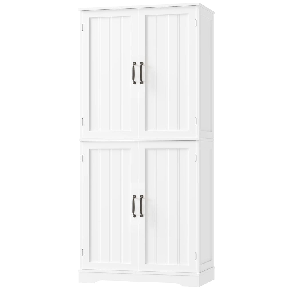 Homfa 71'' Bathroom Cabinet with 6 Storage Shelves, Freestanding Wooden Linen Cabinet for Living Room, White