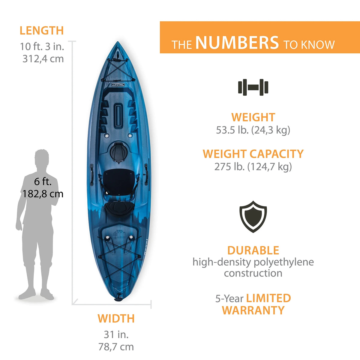 Lifetime 10.25 Ft. Kenai Sit-on-Top Kayak 2-Pack, Lightning Fusion (91210)