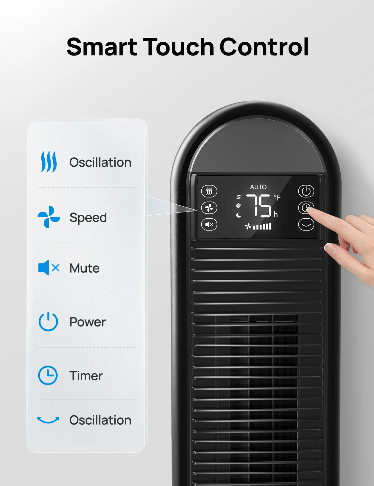 Dreo Tower Fan for Home, 42" Standing Fan with Remote, 90 Oscillating Fan for Indoors, 34dB Quiet Bedroom Fans, 6 Speeds, 4 Modes, 12H Timer, Bladeless Fan with LED Display, 26 ft/s High Velocity