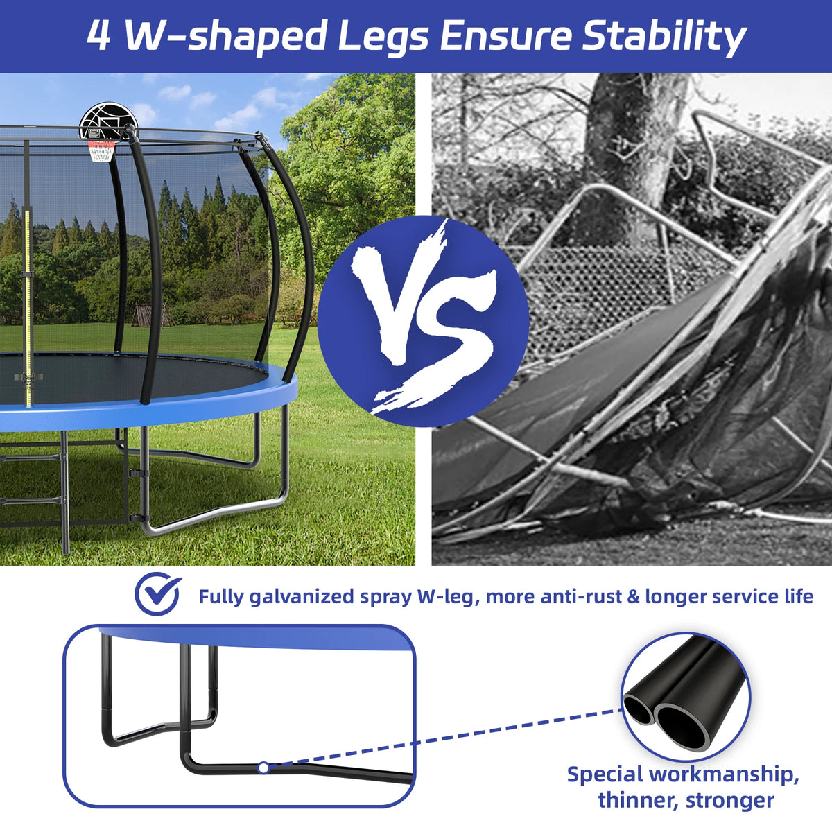 Netrum 10ft Kids Trampoline with Basketball Hoop, Outdoor Trampolines with Enclosure Net,Ladder, 880Lbs Trampoline for 4 Kids Green