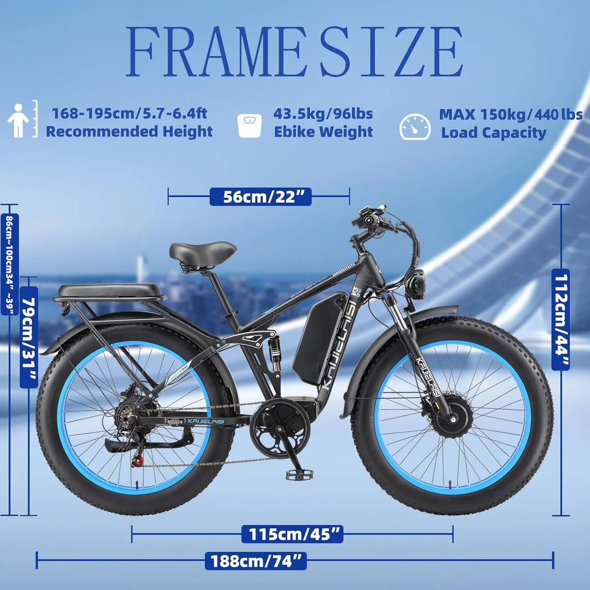 KAIJIELAISI Electric Bike for Adults,AWD Ebikes Dual Motor Peak 6000W, 26'' Fat Tire bikes with 52V 26AH Battery Hydraulic Brake Electric Bicycle, 7 Speed Mountain EBike UL 2849.