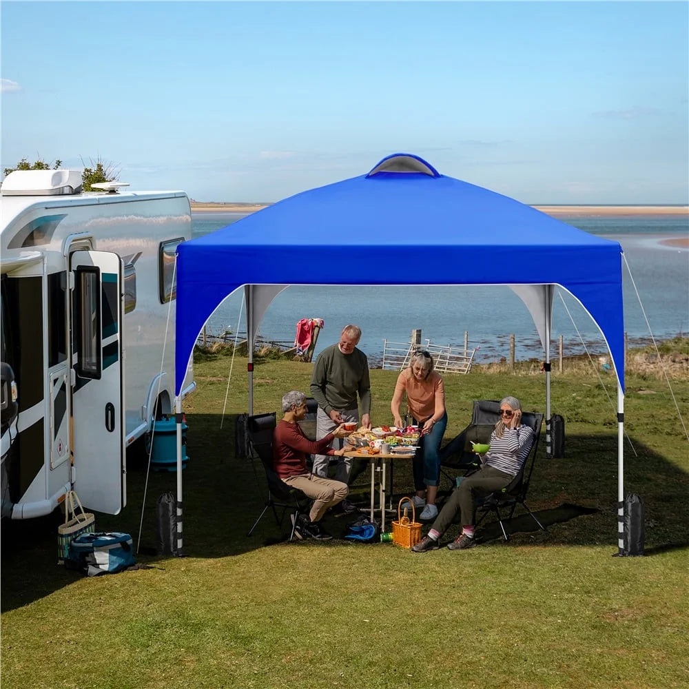 Topeakmart 8x8ft Pop Up Canopy Tent with Adjustable Height and Roller Bag, White