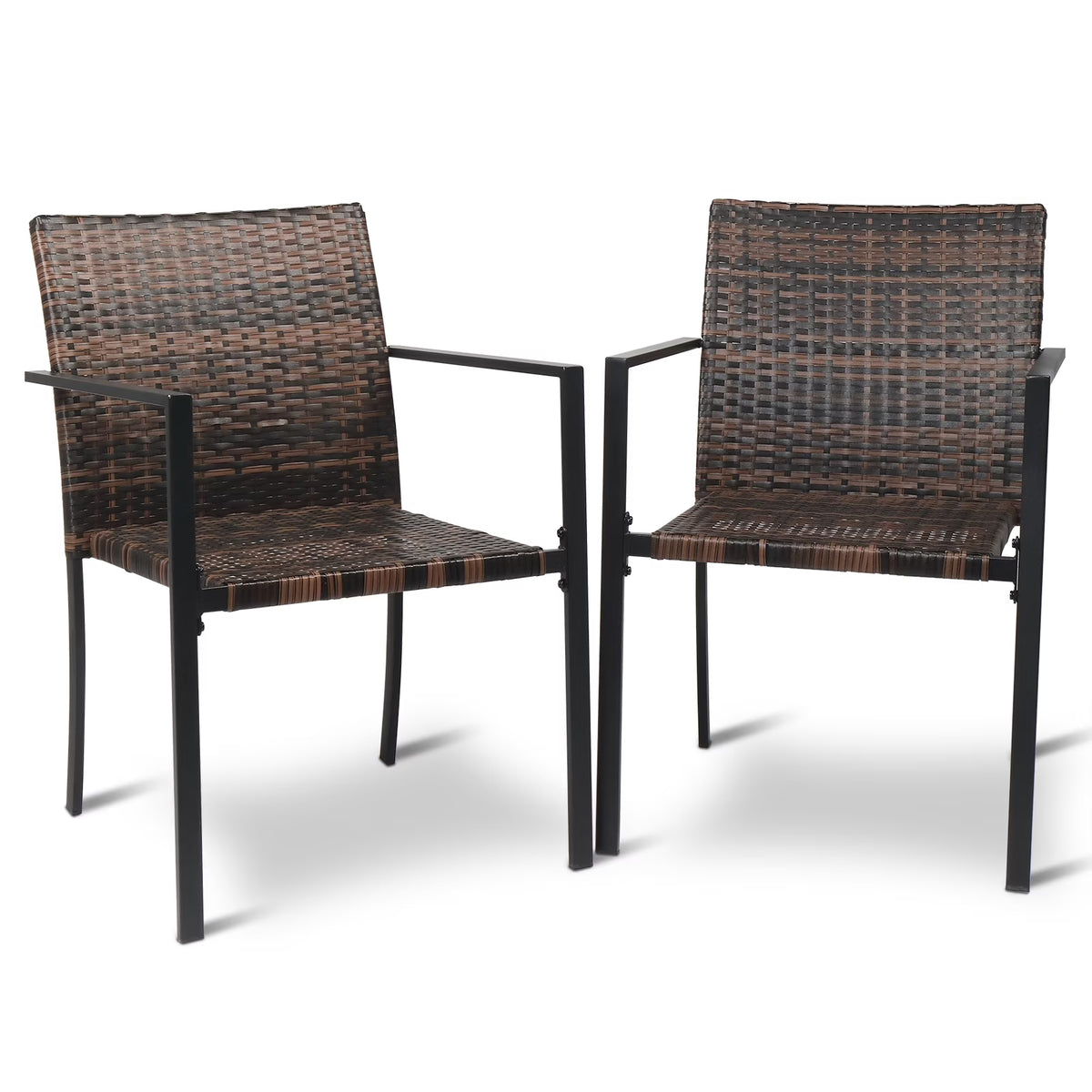 UBesGoo Set of 2 Wicker Chairs, Rattan Furniture Dining Chairs for Kitchen, Living Room, Wicker Conversation Bistro Chairs for Outdoor and Indoor, Brown