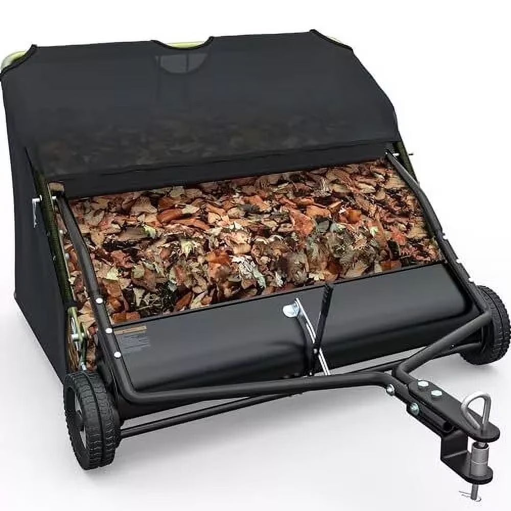 Dextrus 42 in Tow Behind Lawn Sweeper Leaf Collector for Garden Grass Lawn 12 Cu ft Capacity Tractor assembly
