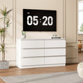 LAFGUR 6 Drawer Double Dresser,Wood Storage Organizer Cabinet Chest for Bedroom Living Room,White