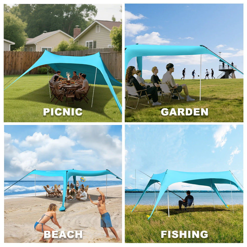 Easierhike 10'x10' Beach Tent Sun Shelter, UPF 50+ Windproof Beach Canopy for 8-10 People, Portable with Carry Bag, Easy Setup for Outdoor, Royal Blue