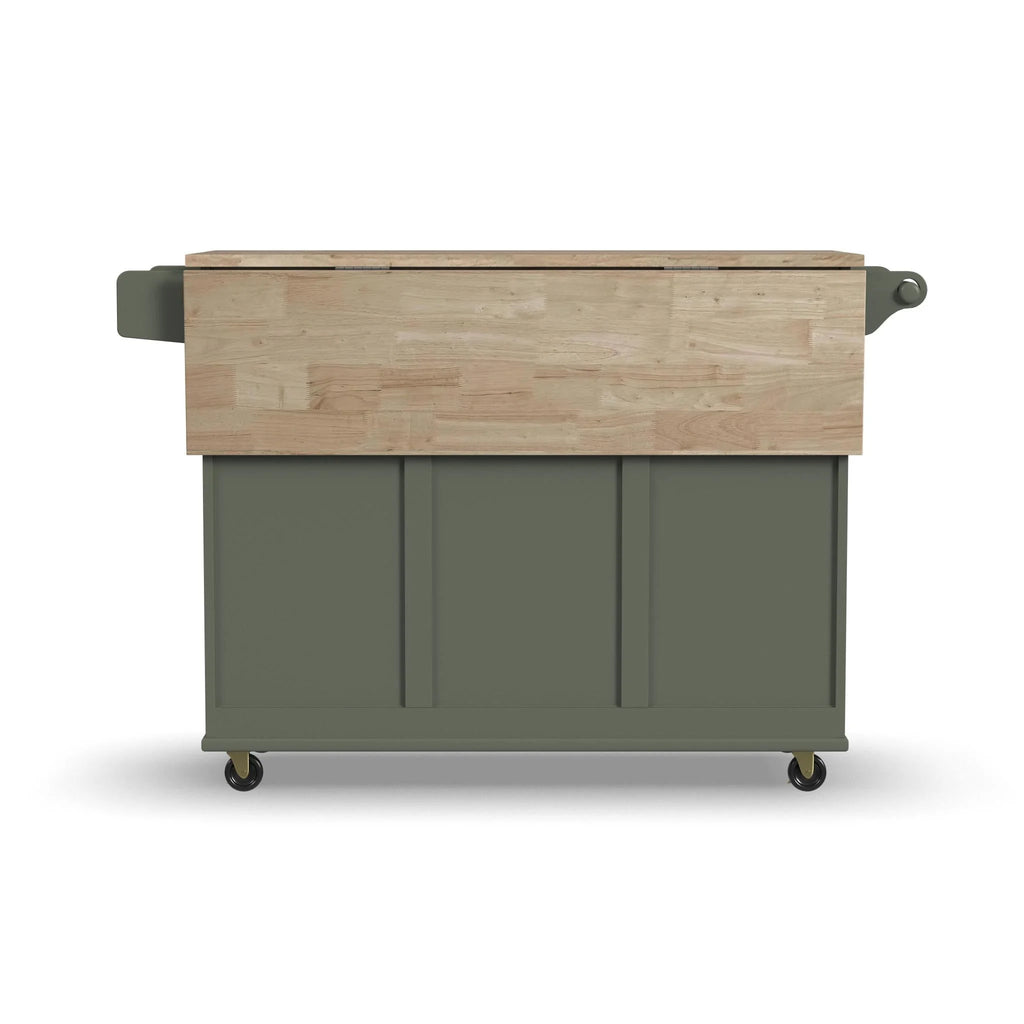 Homestyles Dolly Madison Engineered Wood Kitchen Cart in Sage Green/Brass