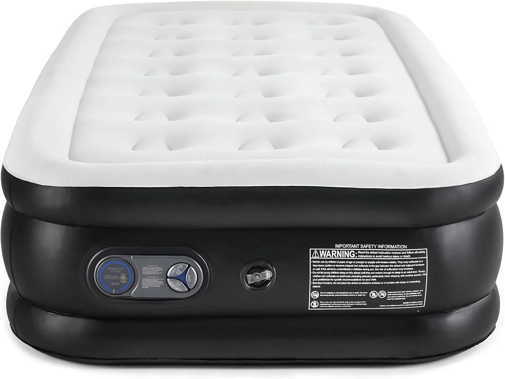 Blow Up Airbed with Built-in High Capacity Pump, Double Height, Non-Slip Bottom Design, Weight Capacity 660 lbs Air Bed for Home or Camping