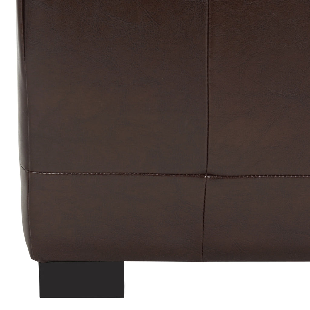 SAFAVIEH Small Manhattan Rustic Tufted Storage Bench, Brown