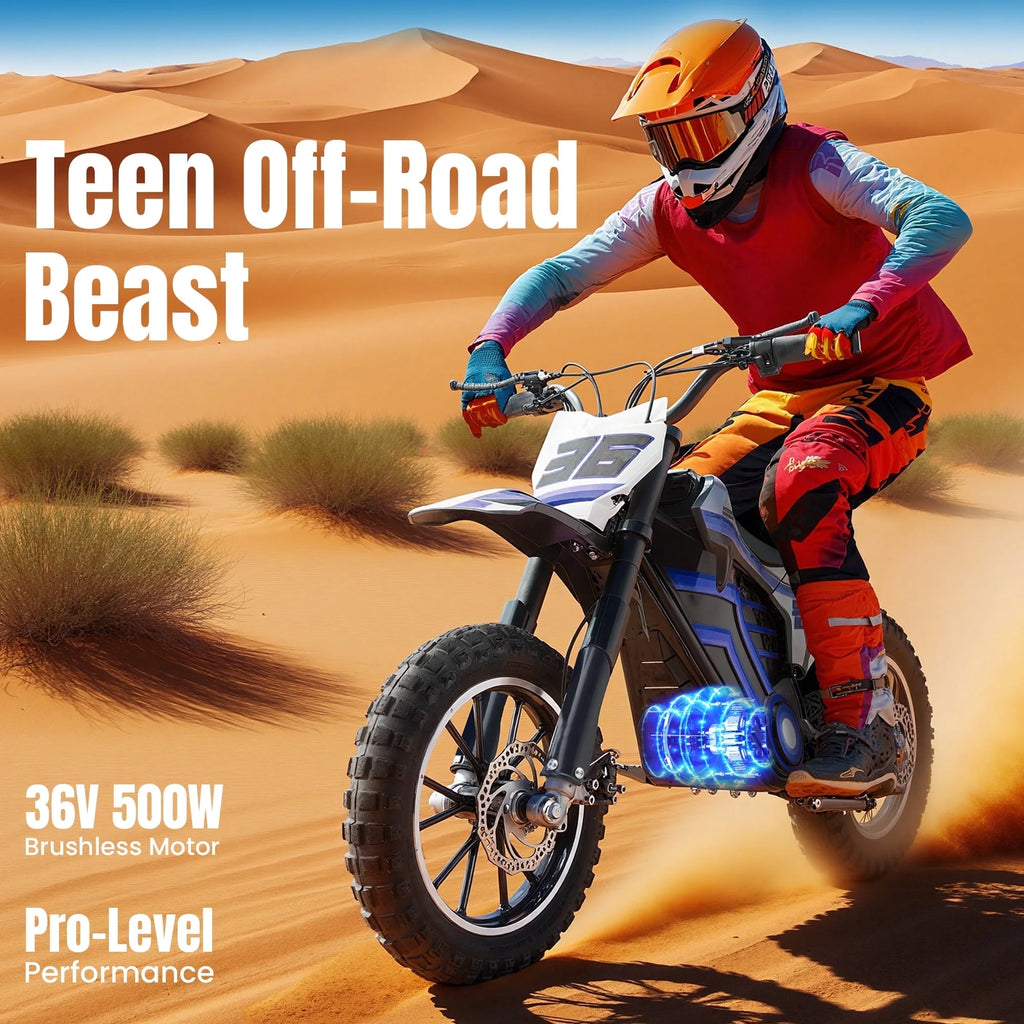 Electric Dirt Bike for Teens Adults, 500W Electric-Motorcycle Mountain Off-Road EBike