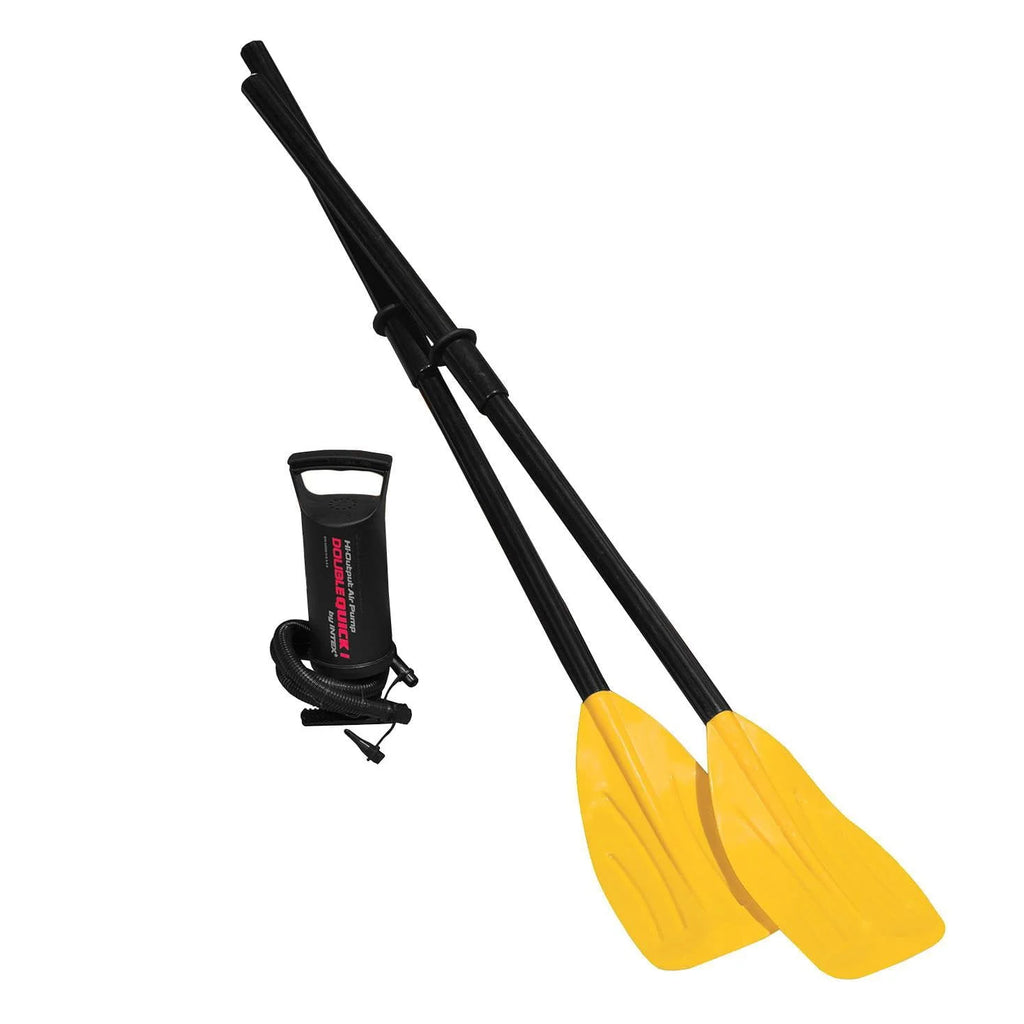 Intex Explorer 300 Compact Fishing 3 Person Raft Boat w/ Pump & Oars (2 Pack)