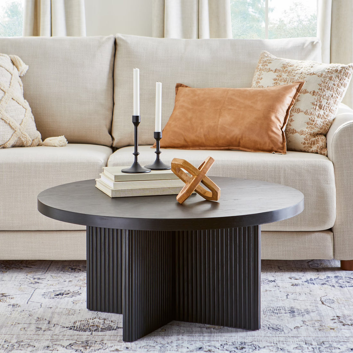 Better Homes & Gardens Lillian Fluted Coffee Table, Natural Pine Finish