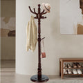 Coat Rack Freestanding, Hall Tree with 11 Hooks, Heavy Duty Wooden Coat Tree Stand, Adjustable Height, Sturdy Base for Bedroom Hallway Office - Load 270lbs