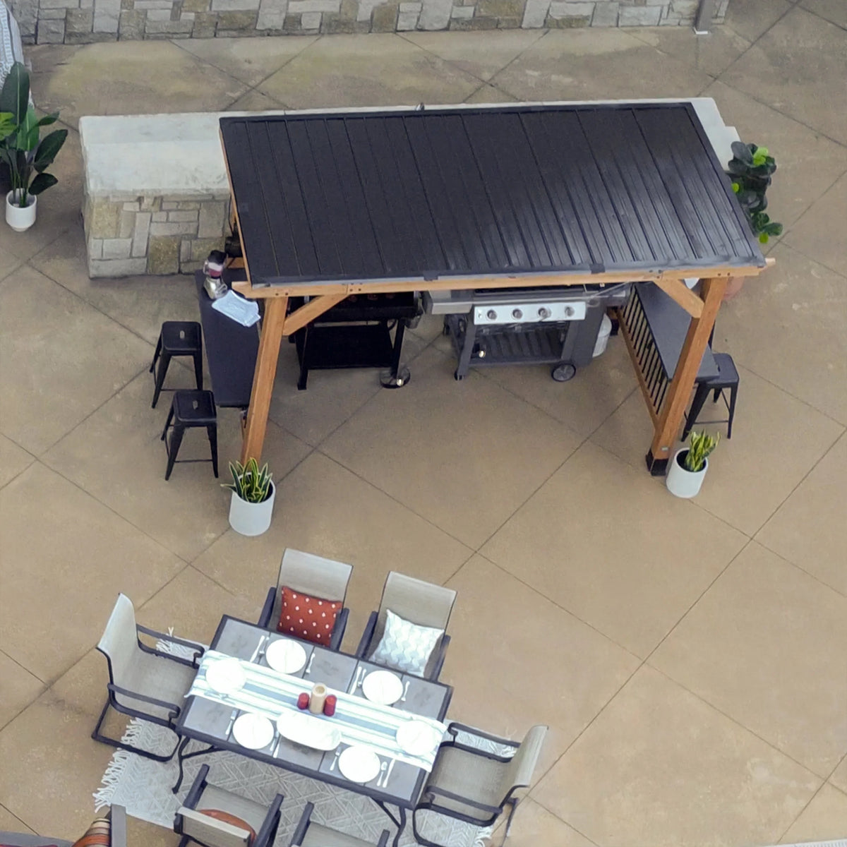 Backyard Discovery Saxony XL 12'x6' Cedar Grill Gazebo, Galvanized Steel Roof, Bar Tops