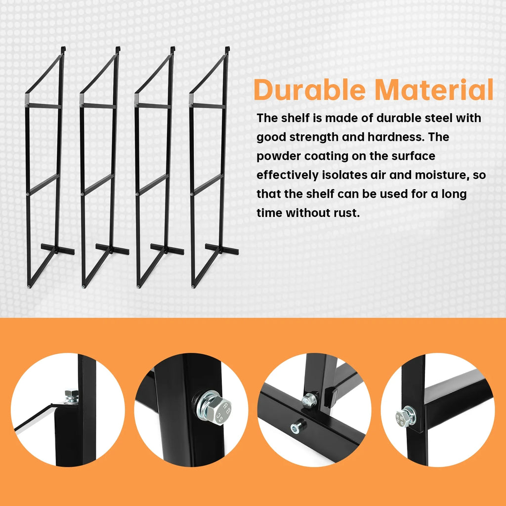 Kojem 4 Pack of 3 Tier Shipping Container Shelving Bracket 18" x 60" Universal for Heavy Duty Trailer Containers Cargo Shelf Hang & Hook Shelf Brackets Black