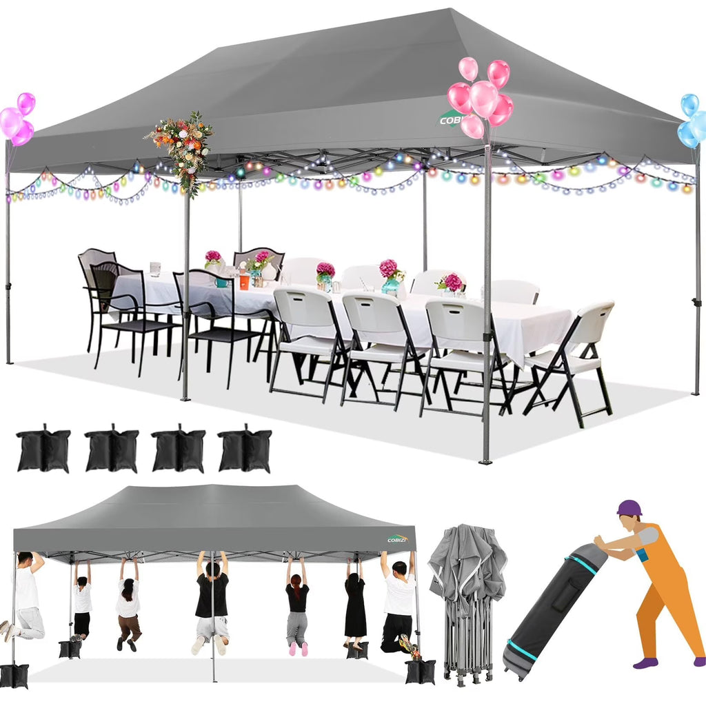 COBIZI 10x15ft Pop up Canopy, Heavy Duty Party Canopy Waterproof Commercial for Outdoor,Black
