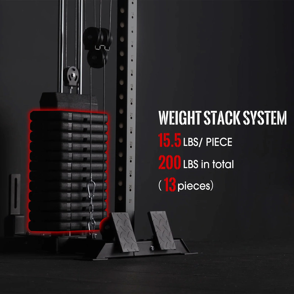 Mikolo Cable Crossover Machine Home Gym, Wall Mount Cable Station with 200LBS Weight Stack,Lat Pull Down Machine with 27 Positions Dual Pulley System
