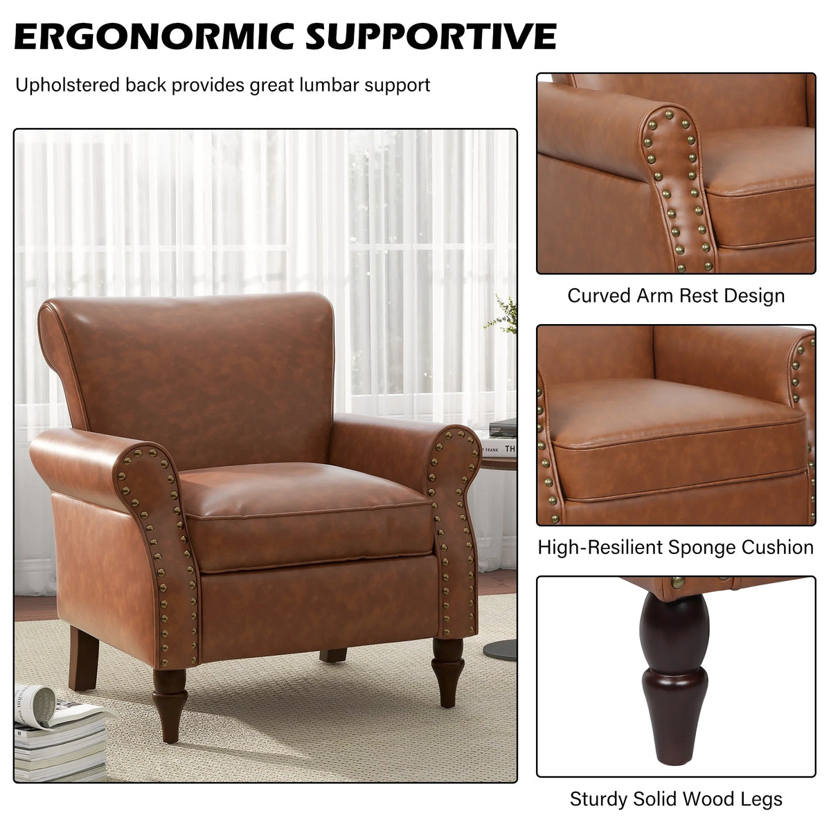 DREAMSIDEA Accent Chairs Upholstered Pattern Morden Armchair Comfy Linen Fabric Single Sofa for Living Room, Pattern White