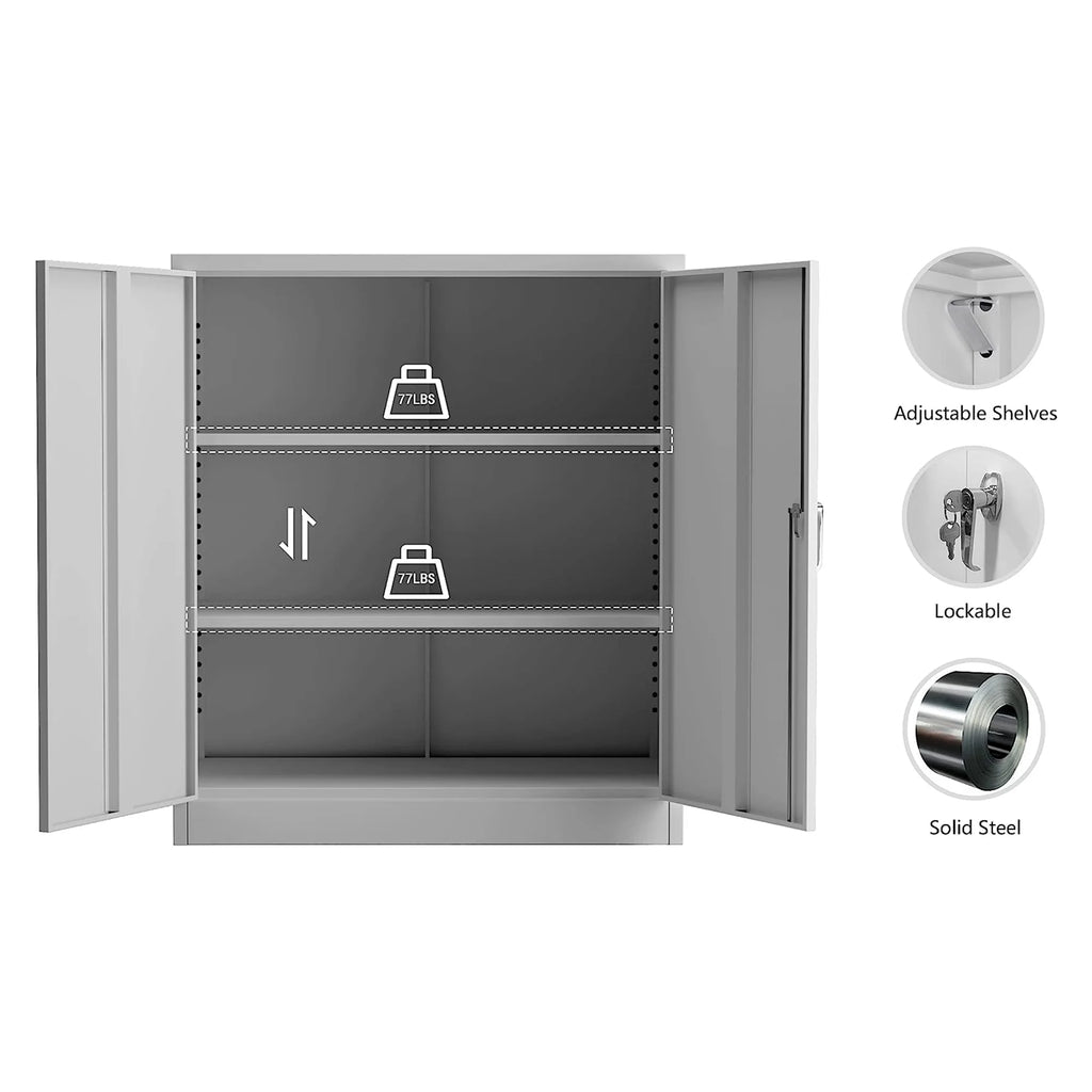 Aobabo 72 Inch Locking Storage Cabinet w/ Adjustable Shelves, Gray