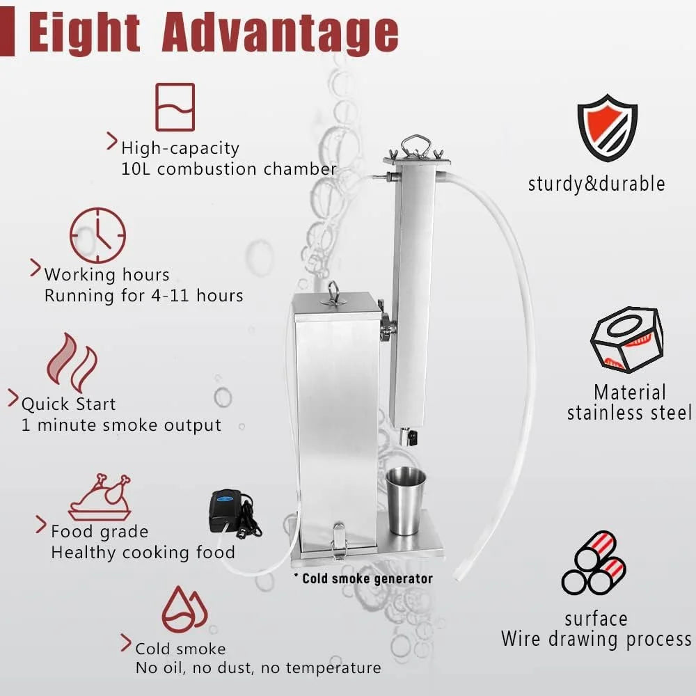 Cold Smoke Generator 10 Hour Extra Long Smoke Portable Electric BBQ Smoke Generator Outdoor Smoker Accessories For Meat Vegetables Electric Smoke Maker