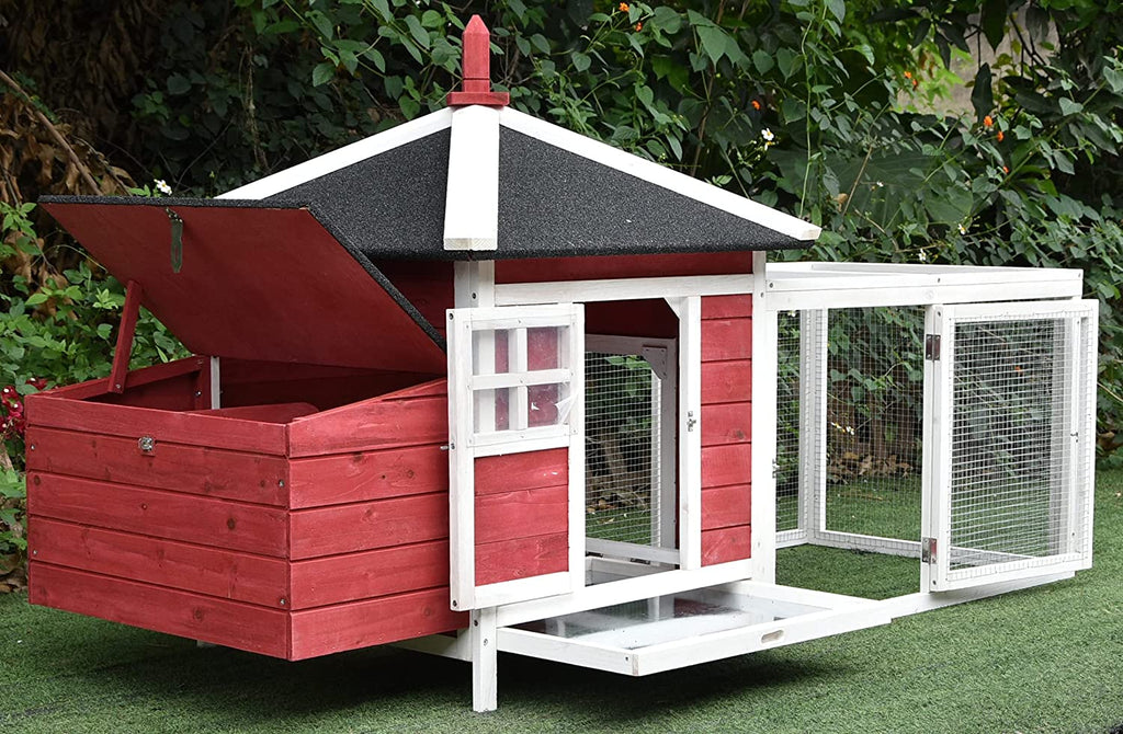 77" Solid Wood Backyard Chicken Coop with 2 Nesting Boxes