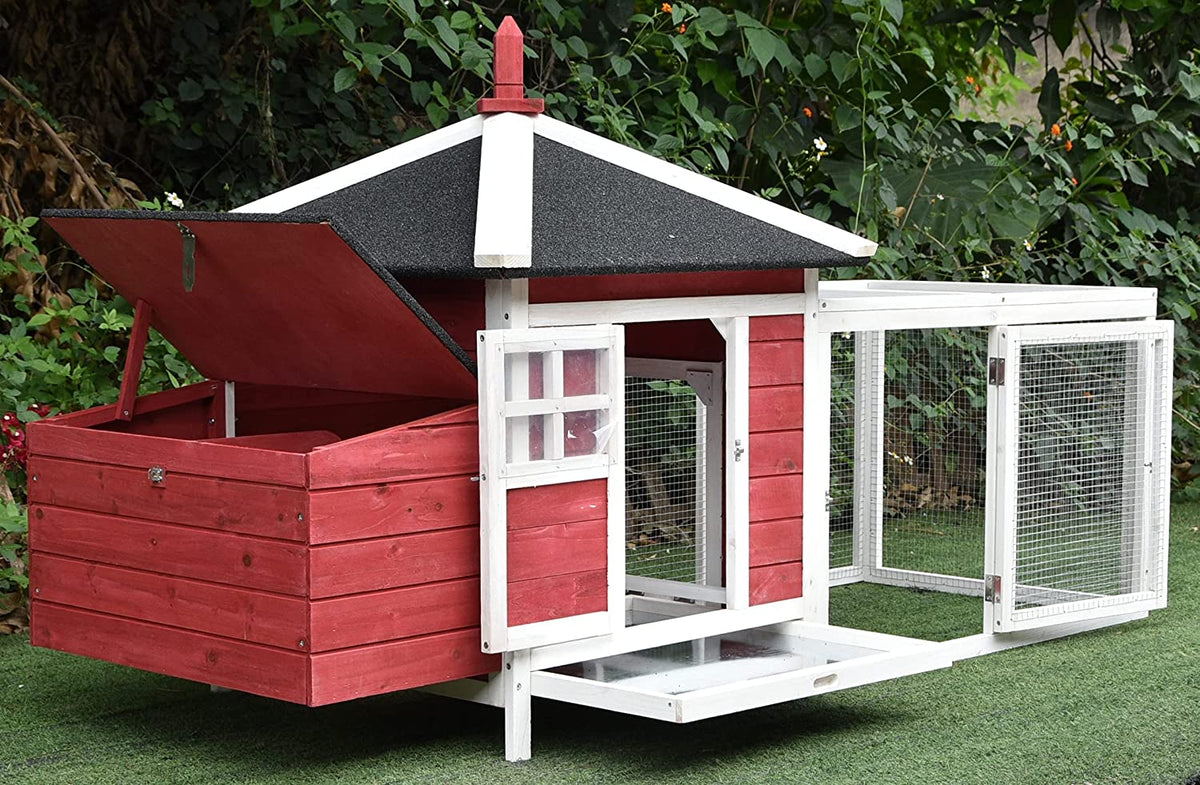 77" Solid Wood Backyard Chicken Coop with 2 Nesting Boxes