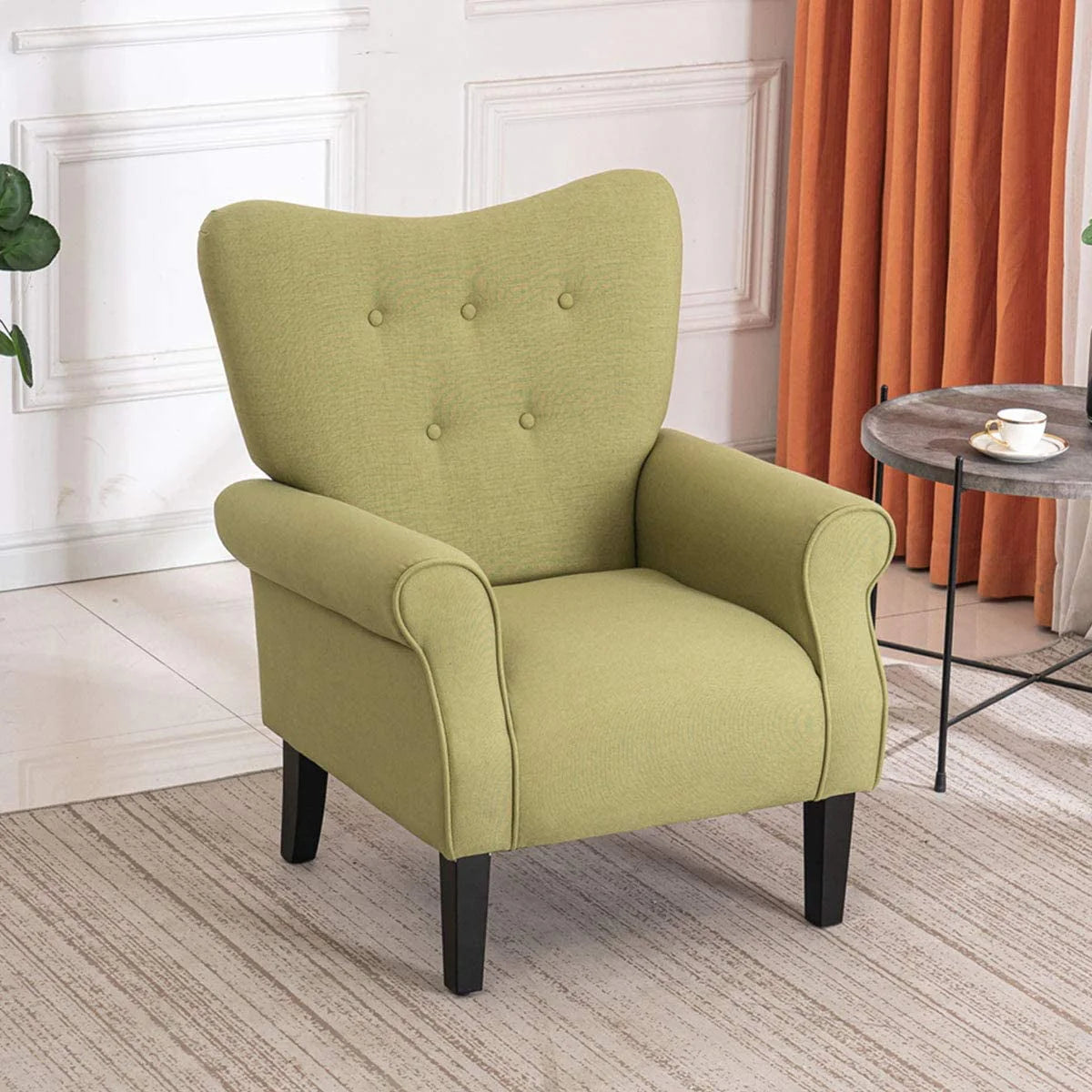 Richryce MidCentury Accent Chair with Arm ,High Back Armchair Beige,Beige