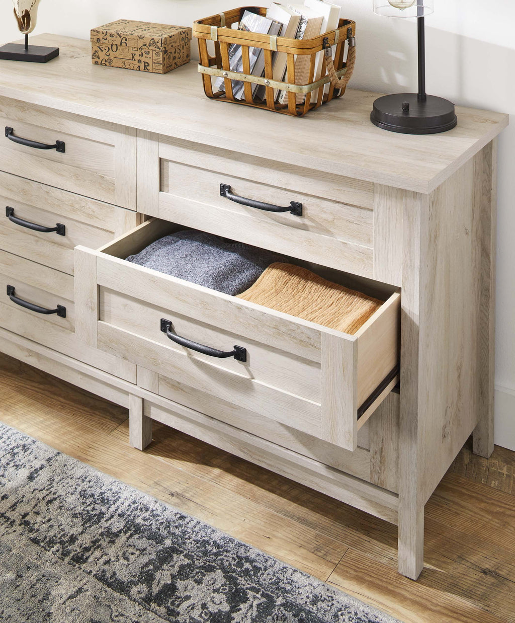 Better Homes & Gardens Modern Farmhouse 6-Drawer Dresser, Rustic White Finish