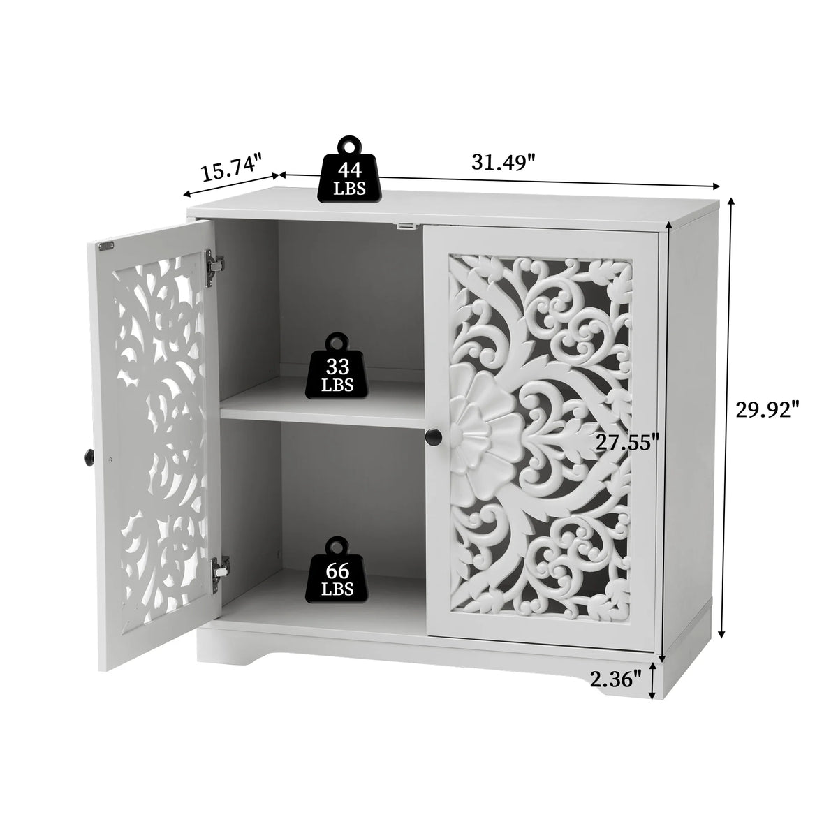 Accent Cabinet with Hollow Carved Door for Entryway Hallway, Blue Sideboard Buffet Cabinet, Storage Cabinet for Living Room