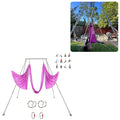 Kojem 97"/2.46m Aerial Trapeze Stand Portable Rig Yoga Swing Bar 250kg/551lbs Aluminum Rack ＆ Nylon Silk Indoor Outdoor Use with 20Ft/6m Aerial Purple Silk